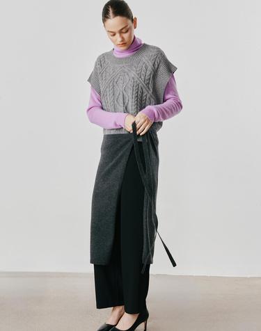 [Cashmere Class] 100%캐시미어 Wrap Skirt_Charcoal(CH) C53WSK011CH