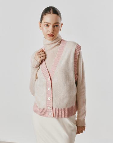 [Murray Allan] 100%캐시미어 Cable rib V-vest_Sand beige (SE)  M53WVT005SE