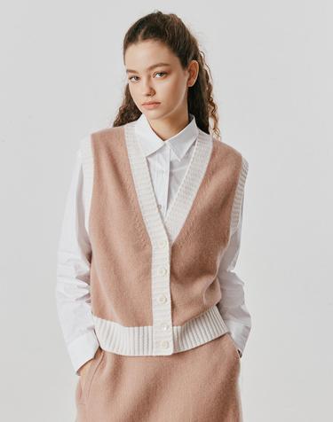 [Murray Allan] 100%캐시미어 Cable rib V-vest_Camel (CA)  M53WVT005CA