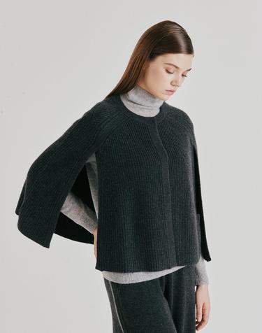 [Cashmere Class] 100%캐시미어 Fullcardigan Cape_Charcoal(CH) C53WPC018CH