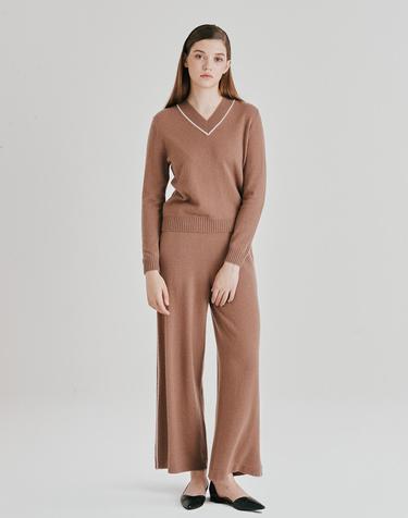 캐시미어하우스 [Murray Allan] 100%캐시미어 Line cable wide pants_Mocca (MC) M53WPN012MC