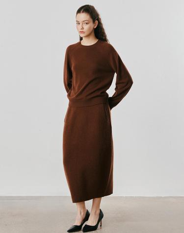 [Murray Allan] 100%캐시미어 Volume knitting skirt_Cocoa (CO) M53WSK008CO