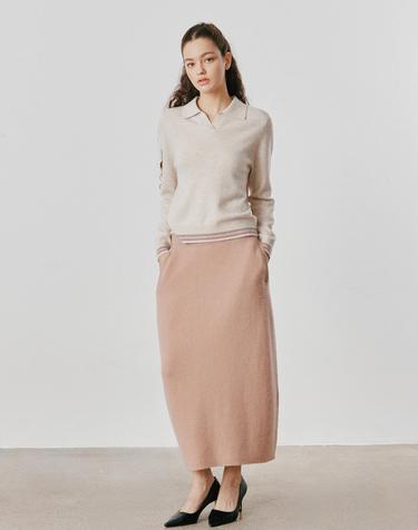 [Murray Allan] 100%캐시미어 Volume knitting skirt_Camel (CA)  M53WSK008CA