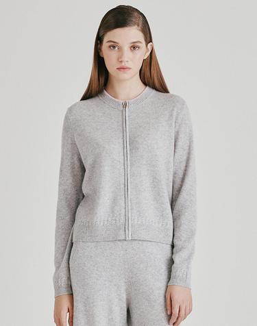 [Murray Allan] 100%캐시미어 Petit cable zip-up cardigan_Light grey (LG) M53WCD011LG