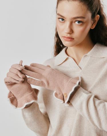 [Murray Allan] 100%캐시미어 Ruffle glove_Camel (CA) M53AGL040CA