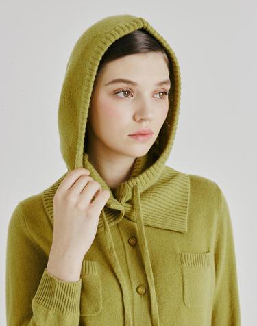 [Murray Allan] 100%캐시미어 One button balaclava_Avocado (AV) M53AHA039AV