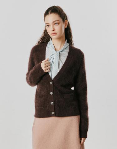 [Murray Allan] 100%캐시미어 Longhair V-neck cardigan_Dark brown(DB) M53WCD019DB