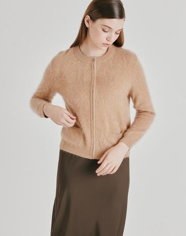 [Murray Allan] 100%캐시미어 Longhair zip-up cardigan_Camel (CA) M53WCD030CA
