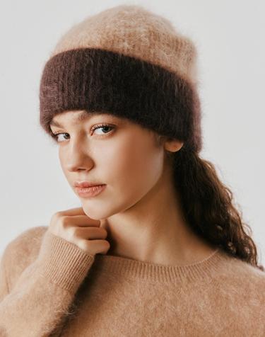 [Murray Allan] 100%캐시미어 Longhair beanie_Dark brown (DB) M53AHA044DB