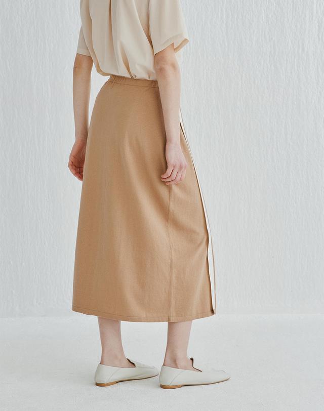 캐시미어하우스 [Cashmere Class]Semi Lap Skirt_CAMEL(CA) C52WSK008CA 착용컷