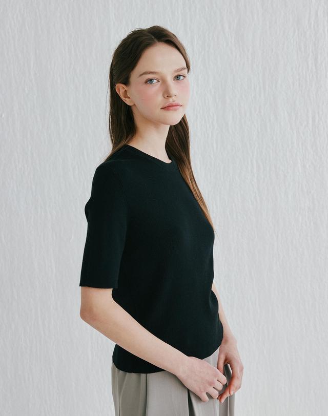 캐시미어하우스 [Murray Allan]Rib round pullover_Black (BK) M52WPU021BK 착용컷