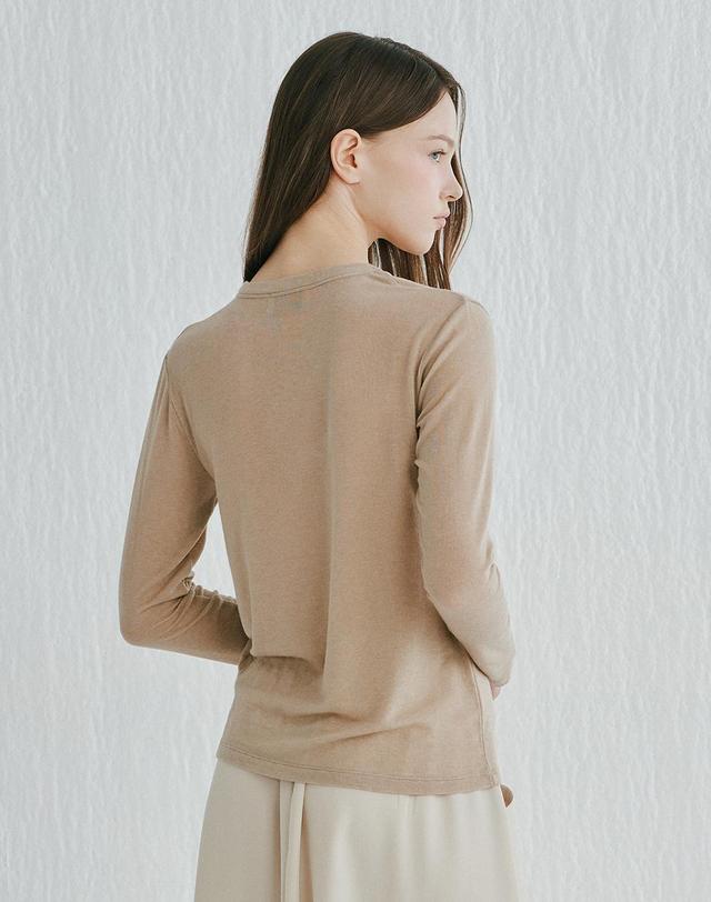캐시미어하우스 [Cashmere Class]Wool long T-shirts_BEIGE(BE) C52WTS034BE 착용컷