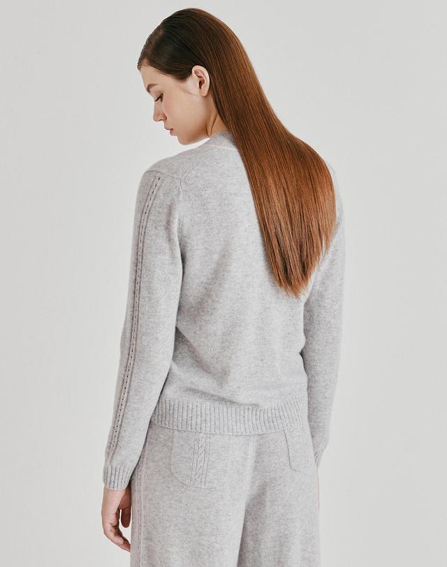 캐시미어하우스 [Murray Allan] 100%캐시미어 V-neck color line pullover_Light grey (LG) M53WPU009LG 착용컷