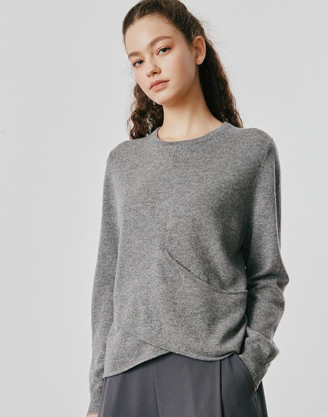 캐시미어하우스 [Cashmere Class] 100%캐시미어 Round pullover_Brume (BM) C53WPU007BM 착용컷