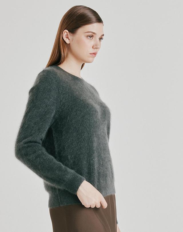 캐시미어하우스 [Murray Allan] 100%캐시미어 Round longhair pullover_Dark green (KG) M53WPU060KG 착용컷