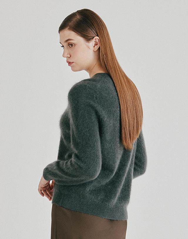 캐시미어하우스 [Murray Allan] 100%캐시미어 Round longhair pullover_Dark green (KG) M53WPU060KG 착용컷