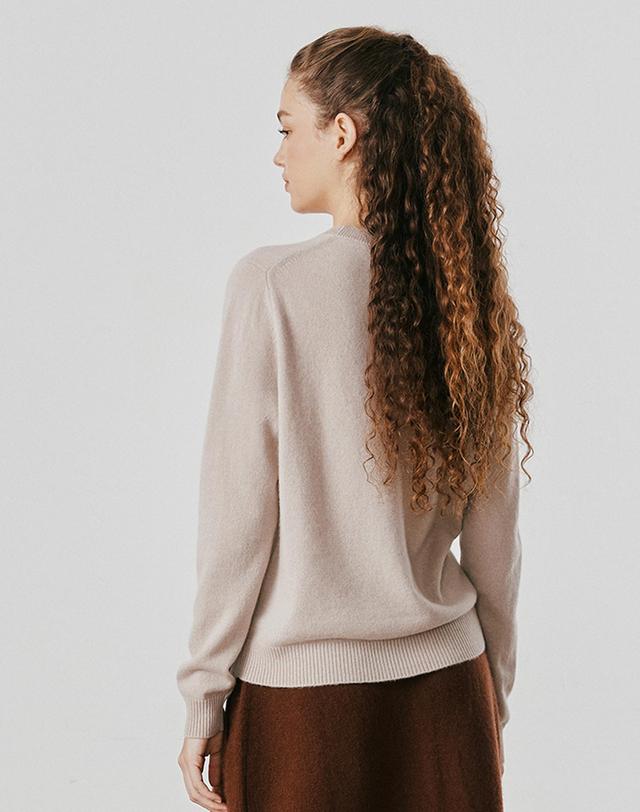 캐시미어하우스 [Murray Allan] 100%캐시미어 Round pullover_Skin beige (SB) M53WPU061SB 착용컷