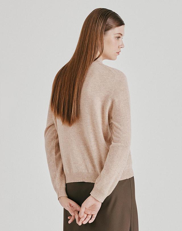캐시미어하우스 [Cashmere Class] 100%캐시미어 Jacquard Contrast Pullover_Latte(LT) C53WPU012LT 착용컷
