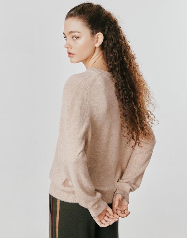 캐시미어하우스 [Cashmere Class] 100%캐시미어 Round Pullover_Latte(LT) C53WPU014LT 착용컷