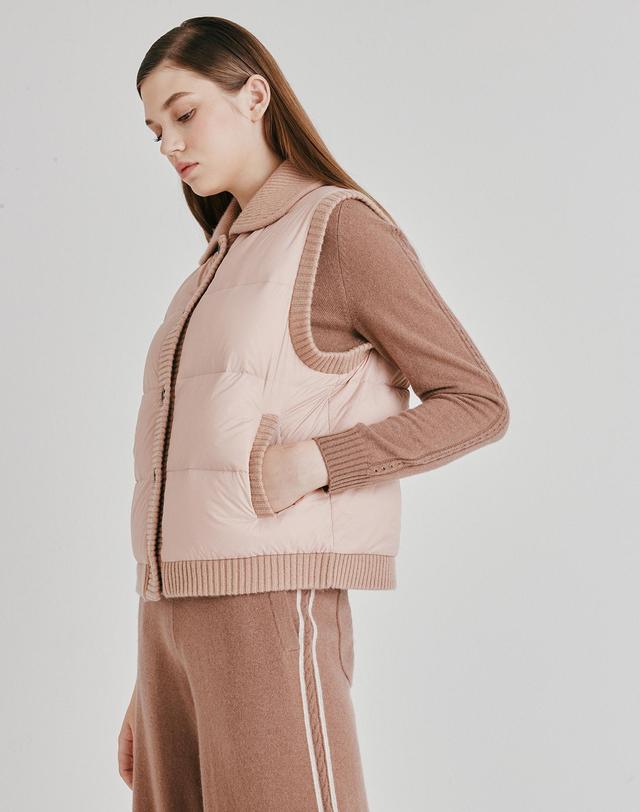 캐시미어하우스 [Murray Allan] 100%캐시미어 Puritan collar goose down vest_ Camel (CA) M53WVT065CA 착용컷