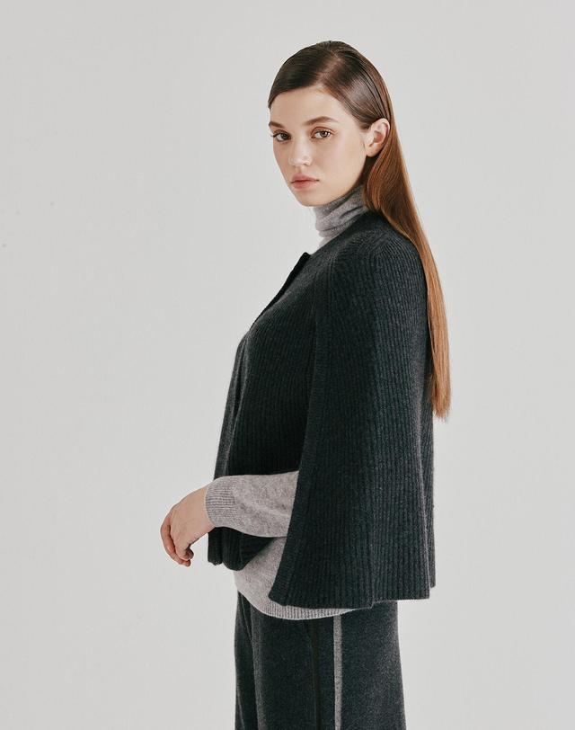 캐시미어하우스 [Cashmere Class] 100%캐시미어 Fullcardigan Cape_Charcoal(CH) C53WPC018CH 착용컷