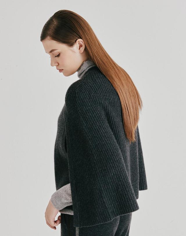 캐시미어하우스 [Cashmere Class] 100%캐시미어 Fullcardigan Cape_Charcoal(CH) C53WPC018CH 착용컷