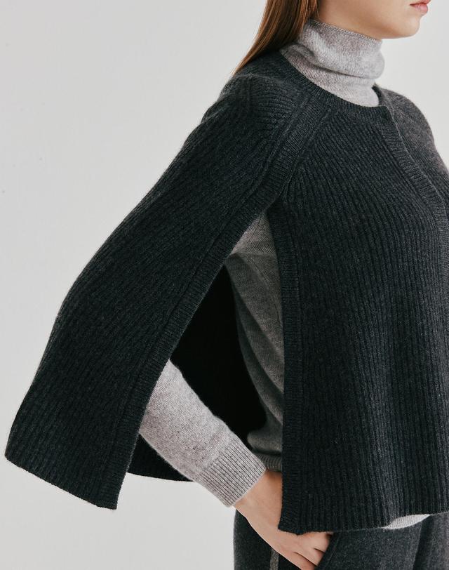 캐시미어하우스 [Cashmere Class] 100%캐시미어 Fullcardigan Cape_Charcoal(CH) C53WPC018CH 착용컷