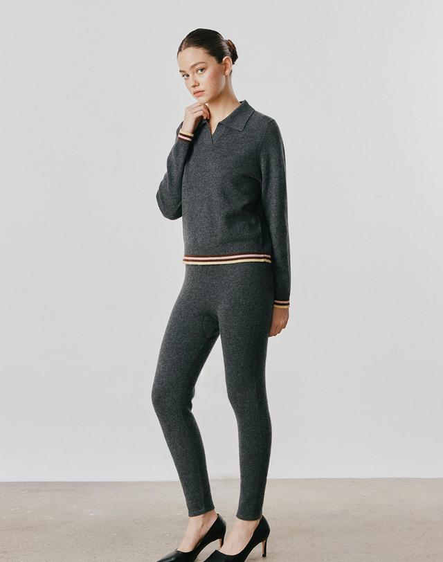 캐시미어하우스 [Murray Allan] 100%캐시미어 Cashmere Leggings_Dark grey (DG) M53WPN035DG 착용컷