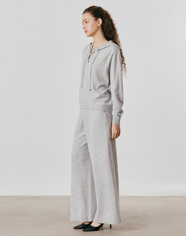 캐시미어하우스 [Murray Allan] 100%캐시미어 Line cable wide pants_Light grey (LG) M53WPN012LG 착용컷