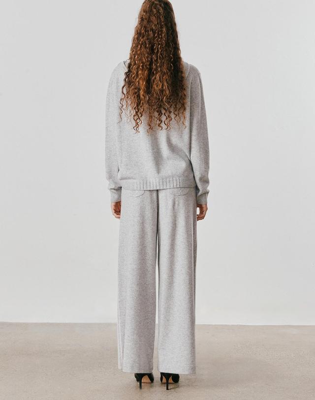 캐시미어하우스 [Murray Allan] 100%캐시미어 Line cable wide pants_Light grey (LG) M53WPN012LG 착용컷