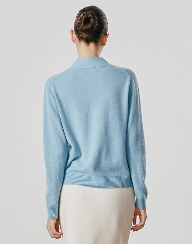 캐시미어하우스 [Murray Allan] 100%캐시미어 V-neck cardigan_River (RV) M53WCD013RV 착용컷