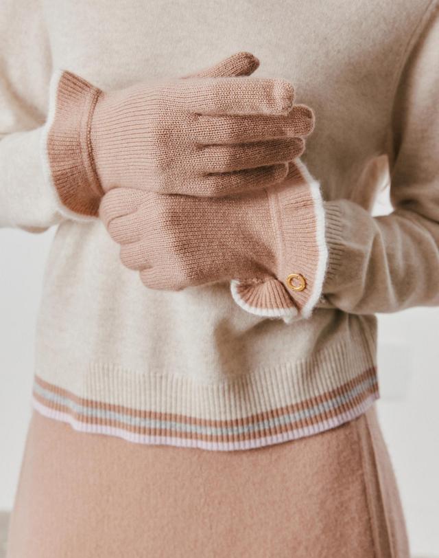 캐시미어하우스 [Murray Allan] 100%캐시미어 Ruffle glove_Camel (CA) M53AGL040CA 착용컷