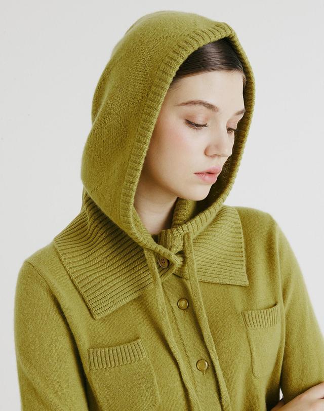 캐시미어하우스 [Murray Allan] 100%캐시미어 One button balaclava_Avocado (AV) M53AHA039AV 착용컷