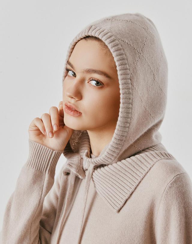 캐시미어하우스 [Murray Allan] 100%캐시미어 One button balaclava_Skin beige (SB) M53AHA039SB 착용컷