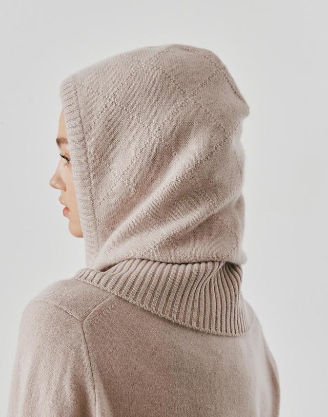 캐시미어하우스 [Murray Allan] 100%캐시미어 One button balaclava_Skin beige (SB) M53AHA039SB 착용컷