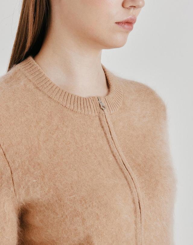 캐시미어하우스 [Murray Allan] 100%캐시미어 Longhair zip-up cardigan_Camel (CA) M53WCD030CA 착용컷