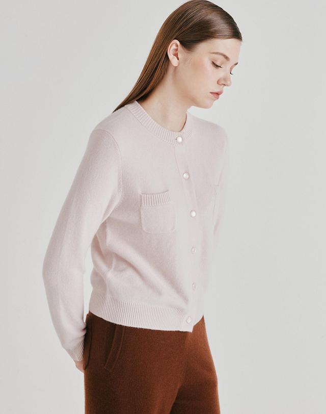 캐시미어하우스 [Murray Allan] 100%캐시미어 Round pocket cardigan_Blossom (LS) M53WCD032LS 착용컷