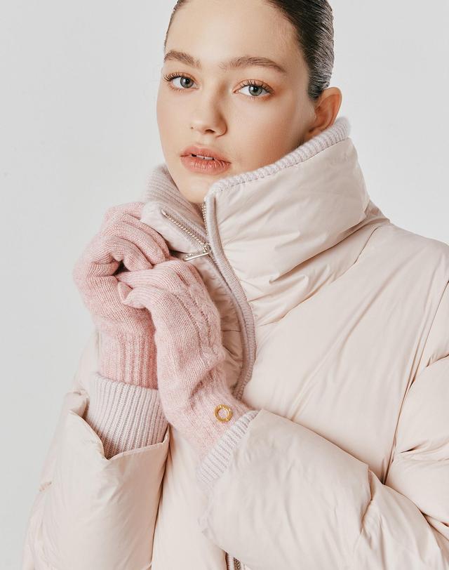 캐시미어하우스 [Murray Allan] 100%캐시미어 Cable plain glove_Candy (AD) M53AGL042AD 착용컷