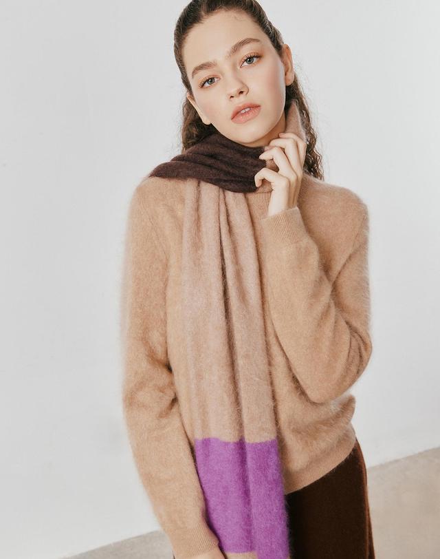 캐시미어하우스 [Murray Allan] 100%캐시미어 Longhair multi muffler_Camel (CA) M53AMU043CA 착용컷