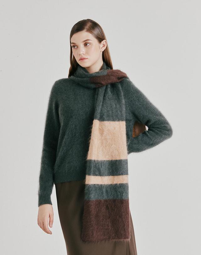 캐시미어하우스 [Murray Allan] 100%캐시미어 Longhair multi muffler_Dark green (KG) M53AMU043KG 착용컷