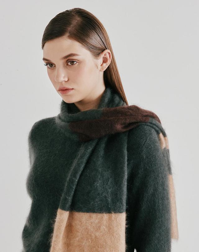 캐시미어하우스 [Murray Allan] 100%캐시미어 Longhair multi muffler_Dark green (KG) M53AMU043KG 착용컷