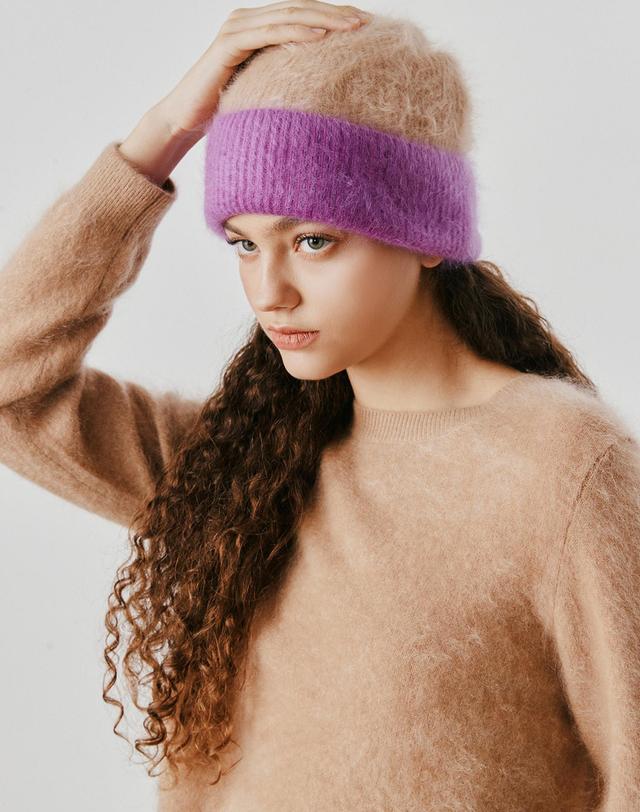캐시미어하우스 [Murray Allan] 100%캐시미어 Longhair beanie_Purple (PU) M53AHA044PU 착용컷