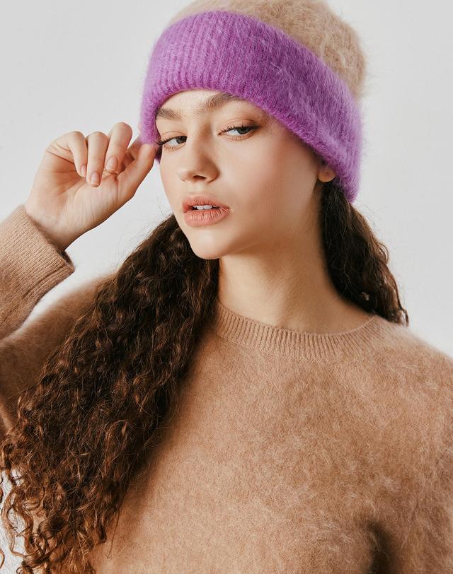 캐시미어하우스 [Murray Allan] 100%캐시미어 Longhair beanie_Purple (PU) M53AHA044PU 착용컷