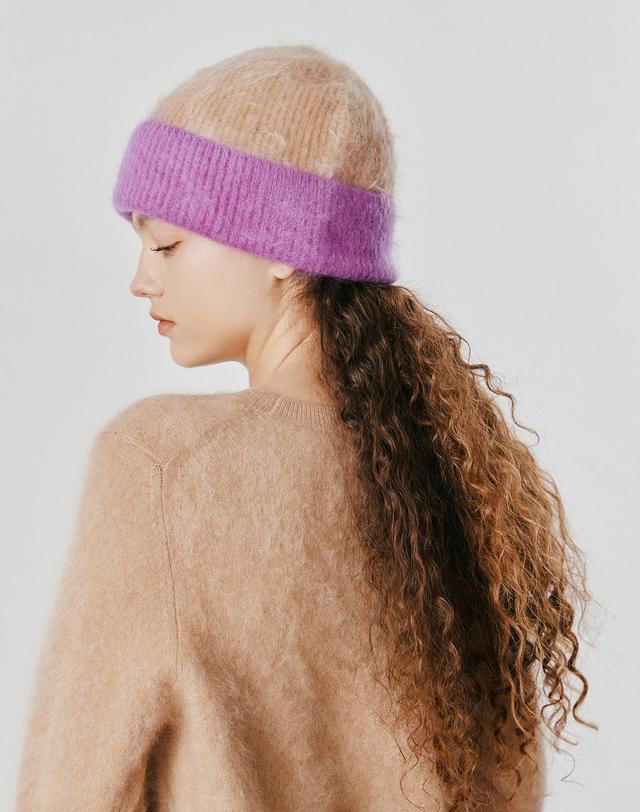 캐시미어하우스 [Murray Allan] 100%캐시미어 Longhair beanie_Purple (PU) M53AHA044PU 착용컷