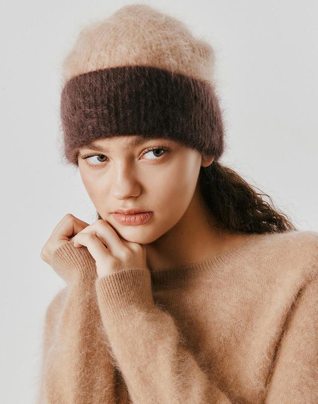 캐시미어하우스 [Murray Allan] 100%캐시미어 Longhair beanie_Dark brown (DB) M53AHA044DB 착용컷