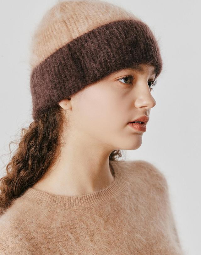 캐시미어하우스 [Murray Allan] 100%캐시미어 Longhair beanie_Dark brown (DB) M53AHA044DB 착용컷