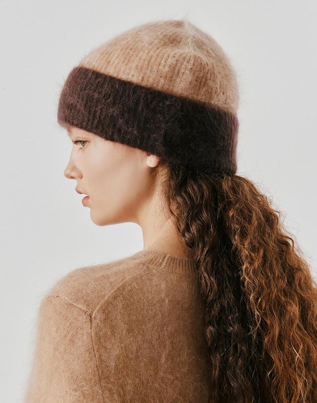 캐시미어하우스 [Murray Allan] 100%캐시미어 Longhair beanie_Dark brown (DB) M53AHA044DB 착용컷