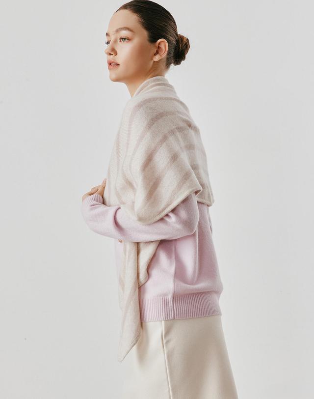 캐시미어하우스 [Murray Allan] 100%캐시미어 Diamond color muffler_Skin beige (SB) M53AMU045SB 착용컷