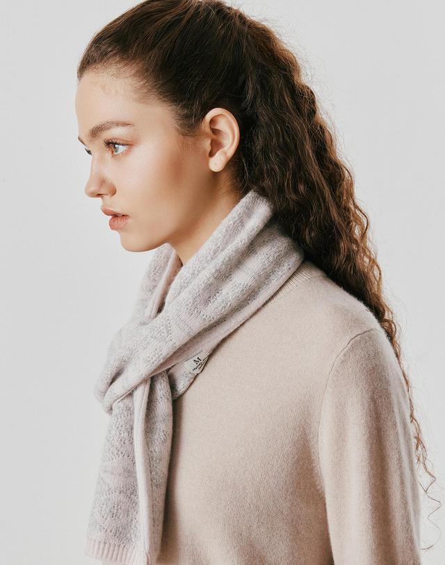 캐시미어하우스 [Murray Allan] 100%캐시미어 Rhombus pattern petit scarf_Blossom (LS) M53APE050LS 착용컷