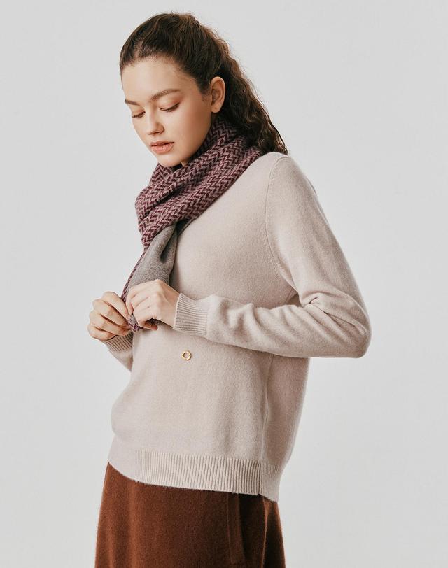 캐시미어하우스 [Murray Allan] 100%캐시미어 Herringborn petit scarf_Mocca (MC) M53APE051MC 착용컷